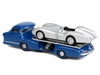 Mercedes-Benz Renntransporter Flatbed Truck Blue and 1954 Mercedes-Benz W196 #1 Silver Metallic 1/64 Diecast Model Car Norev 311000