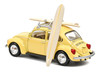 1973 Volkswagen Beetle 1303 Pastel Yellow with Roof Rack and 2 Surfboards 1/43 Diecast Model Car Norev 841007