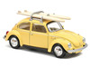 1973 Volkswagen Beetle 1303 Pastel Yellow with Roof Rack and 2 Surfboards 1/43 Diecast Model Car Norev 841007