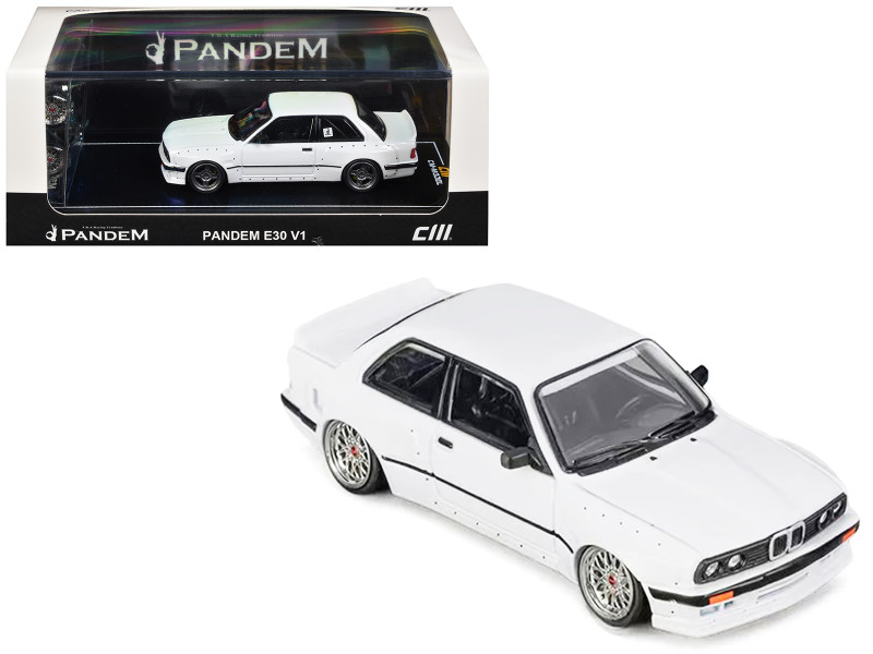 Pandem E30 V1 White with Extra Wheels 1/64 Diecast Model Car CM Models CM64-E30-01
