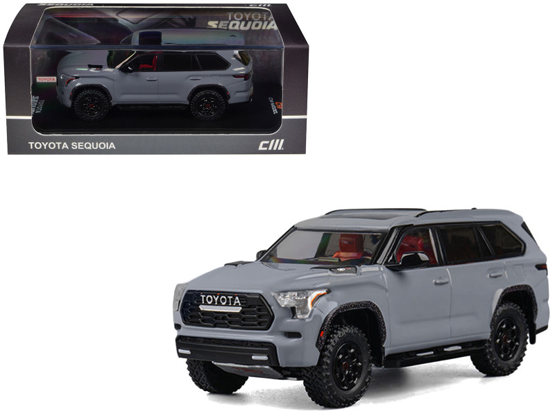 2024 Toyota Sequoia Cement Gray with Red Interior 1/64 Diecast Model Car CM Models CM64-SEQUOIA-06