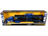 International Lonestar BlackTop Transport Open Car Hauler Blue Metallic with White Stripes and Graphics and 2019 Ford GT Blue Metallic with White Stripes Transporters Series 1/64 Diecast Models Maisto 11454BL