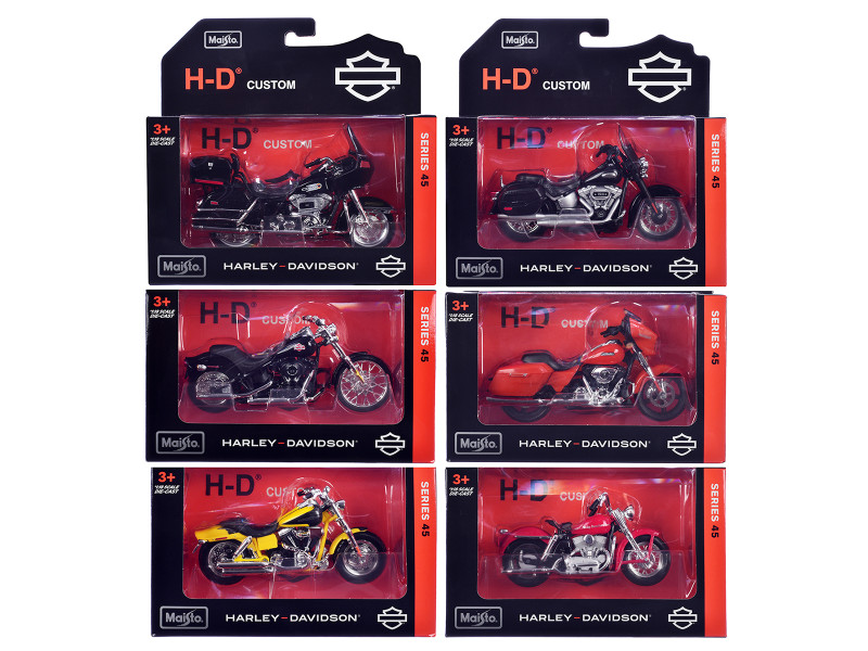 Harley-Davidson Motorcycles 6 piece Set Series 45 1/18 Diecast Models Maisto 31360-45