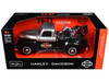 1950 Chevrolet 3100 Pickup Truck Harley Davidson Silver Metallic and Black with 1948 Harley Davidson FL Panhead Motorcycle Black HD Custom Series 1/24 Diecast Models Maisto 32198SLBK