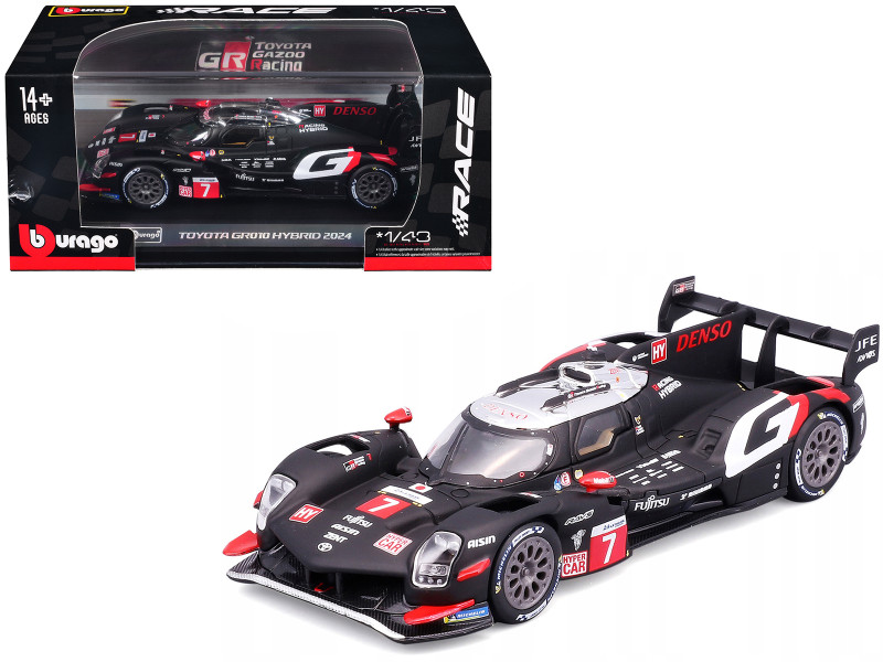 Toyota GR010 Hybrid #7 Kamui Kobayashi - Jose Maria Lopez - Nyck de Vries Toyota Gazoo Racing 2nd Place 24 Hours of Le Mans (2024) Race Series 1/43 Diecast Model Car Bburago BB38322