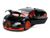 2011 Bugatti Veyron Black with Orange Accents and Orange Interior Hyper-Spec Series 1/24 Diecast Model Car Jada 37642