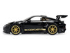 Porsche 911 992 GT3 RS Black with Carbon Top and Hood Stripes and Gold Wheels Hyper-Spec 1/24 Diecast Model Car Jada 37810