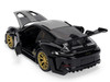 Porsche 911 992 GT3 RS Black with Carbon Top and Hood Stripes and Gold Wheels Hyper-Spec 1/24 Diecast Model Car Jada 37810