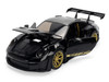 Porsche 911 992 GT3 RS Black with Carbon Top and Hood Stripes and Gold Wheels Hyper-Spec 1/24 Diecast Model Car Jada 37810