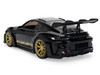 Porsche 911 992 GT3 RS Black with Carbon Top and Hood Stripes and Gold Wheels Hyper-Spec 1/24 Diecast Model Car Jada 37810