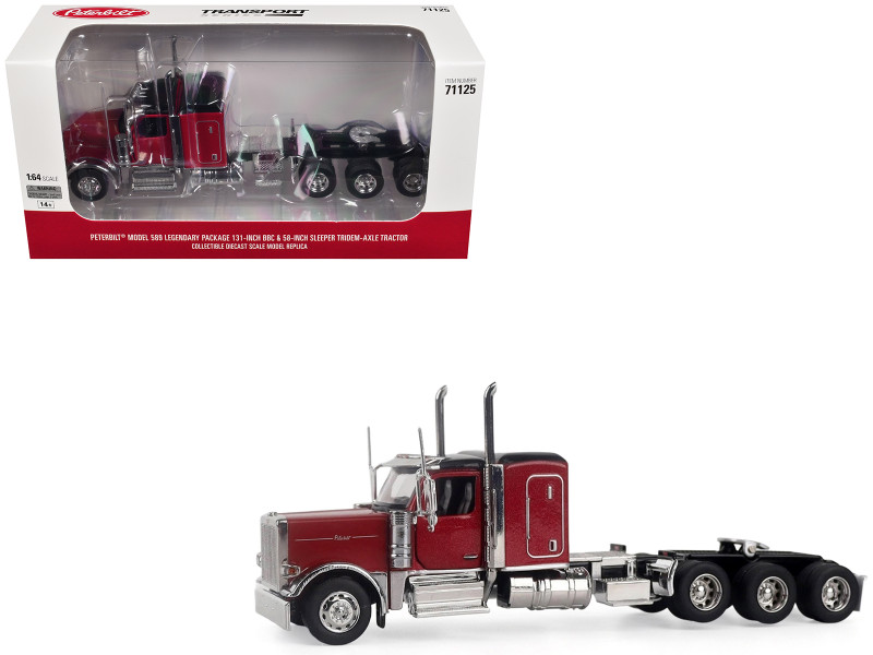 Peterbilt 589 Tridem-Axle Legendary Package Truck Tractor with 58 Sleeper Legendary Red Transport Series 1/64 Diecast Model Diecast Masters 71125