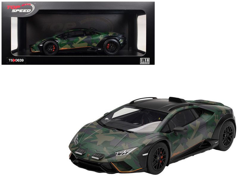 Lamborghini Huracan Sterrato All-Terrain BOSCO Green Camouflage 1/18 Model Car Top Speed TS0639