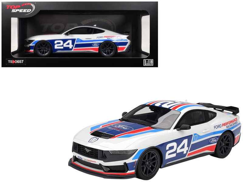 Ford Mustang Dark Horse #24 Ford Performance Racing School White with Graphics 1/18 Model Car Top Speed TS0657