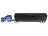 Peterbilt 589 with 72 Mid-Roof Sleeper and Wilson Silverstar Livestock Trailer Bright Blue with Black Stripes and Trailer 1/64 Diecast Model DCP/First Gear 60-2172