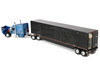 Peterbilt 589 with 72 Mid-Roof Sleeper and Wilson Silverstar Livestock Trailer Bright Blue with Black Stripes and Trailer 1/64 Diecast Model DCP/First Gear 60-2172
