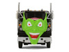 White Western Star 4800 with Green Goblin Head and 40' Vintage Trailer Black with Graphics Maximum Overdrive 1986 Movie 40th Anniversary 1/64 Diecast Model DCP/First Gear 68-2287