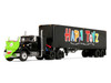 White Western Star 4800 with Green Goblin Head and 40' Vintage Trailer Black with Graphics Maximum Overdrive 1986 Movie 40th Anniversary 1/64 Diecast Model DCP/First Gear 68-2287