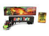 White Western Star 4800 with Green Goblin Head and 40' Vintage Trailer Black with Graphics Maximum Overdrive 1986 Movie 40th Anniversary 1/64 Diecast Model DCP/First Gear 68-2287