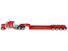 Peterbilt 379 with 63 Flat Top Sleeper and Fontaine Magnitude Lowboy Trailer with Fliptail Anty Trucking & Rigging Red with Black Stripes 1/64 Diecast Model DCP/First Gear 60-2355