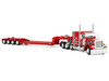 Peterbilt 379 with 63 Flat Top Sleeper and Fontaine Magnitude Lowboy Trailer with Fliptail Anty Trucking & Rigging Red with Black Stripes 1/64 Diecast Model DCP/First Gear 60-2355