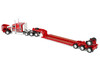 Peterbilt 379 with 63 Flat Top Sleeper and Fontaine Magnitude Lowboy Trailer with Fliptail Anty Trucking & Rigging Red with Black Stripes 1/64 Diecast Model DCP/First Gear 60-2355
