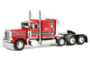 Peterbilt 379 with 63 Flat Top Sleeper and Fontaine Magnitude Lowboy Trailer with Fliptail Anty Trucking & Rigging Red with Black Stripes 1/64 Diecast Model DCP/First Gear 60-2355