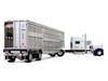 Peterbilt 379 with 70 Mid-Roof Sleeper and Wilson Silverstar Livestock Trailer National Carriers White Legacy Series #5 1/64 Diecast Model DCP/First Gear 69-2306
