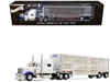 Peterbilt 379 with 70 Mid-Roof Sleeper and Wilson Silverstar Livestock Trailer National Carriers White Legacy Series #5 1/64 Diecast Model DCP/First Gear 69-2306
