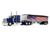 Peterbilt 389 with 48 Flat Top Sleeper and 43' Wilson Pacesetter High Side Grain Trailer Wilson USA 250 Blue 1/64 Diecast Model DCP/First Gear 69-2366