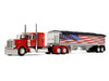 Peterbilt 389 with 48 Flat Top Sleeper and 43' Wilson Pacesetter High Side Grain Trailer Wilson USA 250 Red 1/64 Diecast Model DCP/First Gear 69-2367