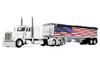 Peterbilt 389 with 48 Flat Top Sleeper and 43' Wilson Pacesetter High Side Grain Trailer Wilson USA 250 White 1/64 Diecast Model DCP/First Gear 69-2368