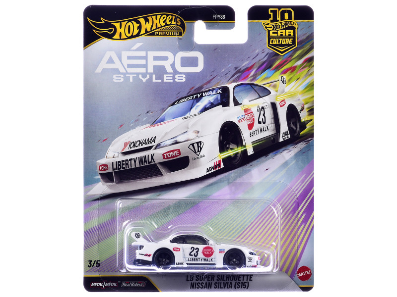 Nissan Silvia S15 LB Super Silhouette RHD Right Hand Drive #23 White with Graphics Aero Styles Series Diecast Model Car Hot Wheels JKF34