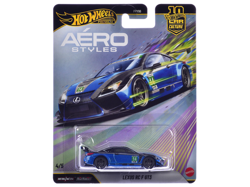 Lexus RC F GT3 #14 Blue Metallic Aero Styles Series Diecast Model Car Hot Wheels JKF35