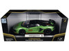 Lamborghini Aventador SVJ Roadster Green Metallic with Carbon Top and Gold Accents 1/18 Diecast Model Car Heimanba H1102GRN
