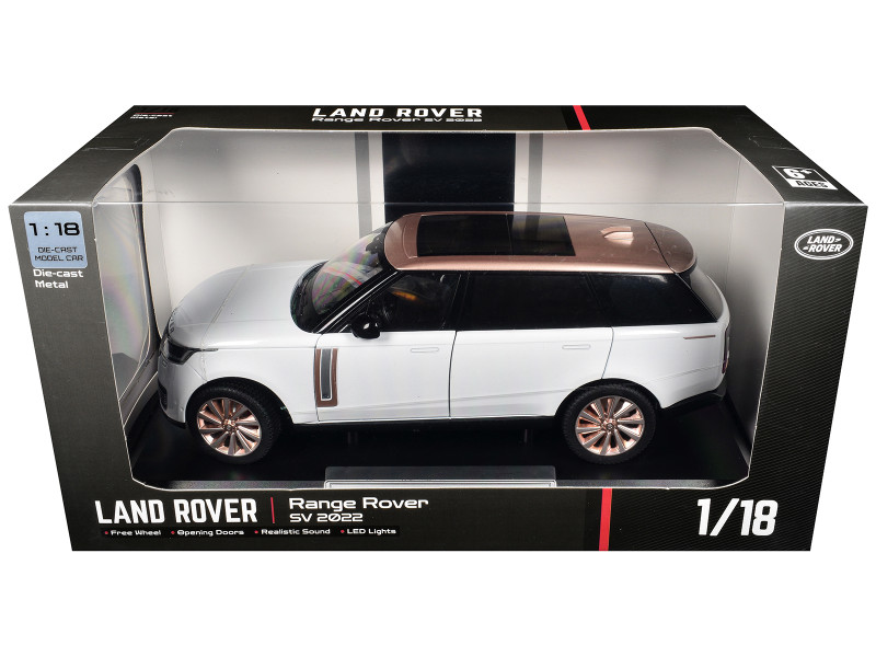 2022 Land Rover Range Rover SV White Metallic with Rose Gold Top and Moonroof 1/18 Diecast Model Car Heimanba Q1005A-W