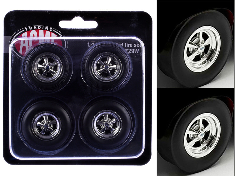 Cragar Wheel and Tire Set of 4 pieces from 1970 Pontiac GTO Ram Air IV for 1/18 Scale Models Acme A1801229W