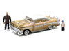 1956 Chevrolet Bel Air Lowrider Gold Metallic with Gold Interior and White Top with 2 Figures Limited Edition to 4400 pieces Worldwide 1/64 Diecast Model Car M2 Machines 67500-MJS03