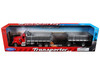 Peterbilt 379 Dump Truck Red with Gray Double Dump Trailer Transporter Series 1/32 Diecast Model Welly 39944-2GRD