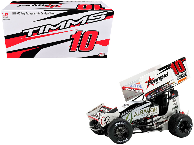 Winged Sprint Car #10 Ryan Timms Liebig Motorsports - Hampel Oil 2026 1/18 Diecast Model Car ACME A1826011
