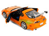1993 Toyota Supra Orange with Graphics The Fast and the Furious 2001 Movie 25 Years of Fast & Furious Series 1/18 Diecast Model Car Jada 37770