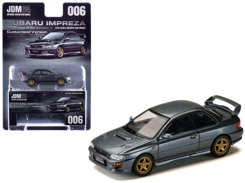 Subaru Impreza WRX Type R Sti Version V RHD Right Hand Drive Cool Gray Metallic JDM64 Series 1/64 Diecast Model Car Hobby Japan HJDM006-21