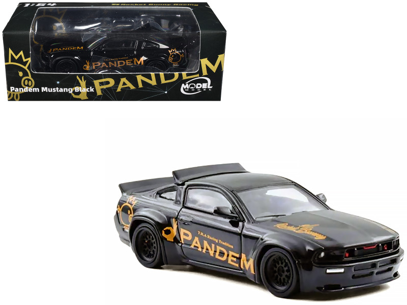 Pandem Mustang Black with Gold Graphics 1/64 Diecast Model Car Model Model MM64-PM-002