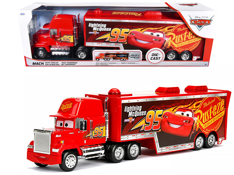 Mack Tractor Truck with Hauler Red Disney & Pixar Cars Movie Hollywood Rides Series Diecast Model Car Jada 98627