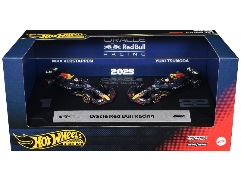 Oracle Red Bull Racing Formula One F1 World Championship 2025 2 Piece Set Diecast Model Cars Hot Wheels JMM95