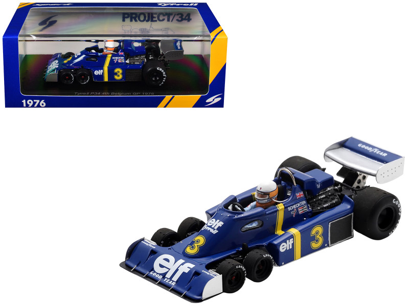 Tyrrell P34 #3 Jody Scheckter Formula One F1 Belgian GP 1976 with Driver 1/43 Model Car Spark S7305