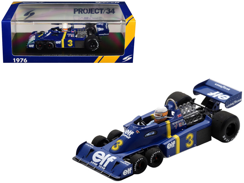 Tyrrell P34 #3 Jody Scheckter Winner Formula One F1 Swedish GP 1976 with Driver 1/43 Model Car Spark S7306