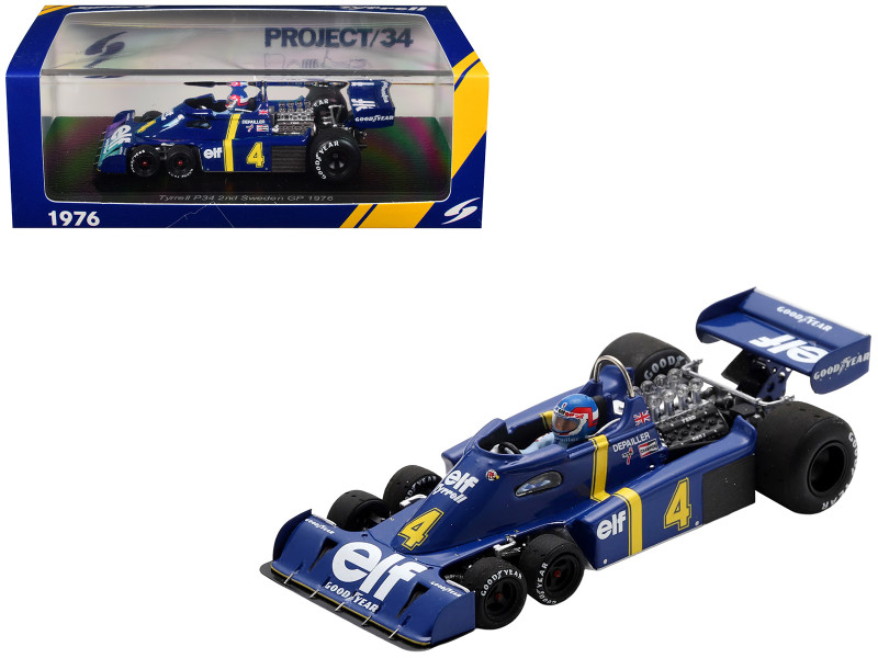 Tyrrell P34 #4 Patrick Depailler 2nd Place Formula One F1 Swedish GP 1976 with Driver 1/43 Model Car Spark S7307