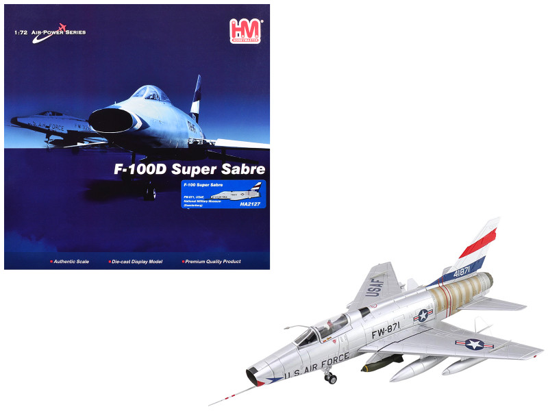 North American F-100 Super Sabre Fighter Aircraft FW 871 National Military Museum Soesterberg Netherlands United States Air Force Air Power Series 1/72 Diecast Model Hobby Master HA2127