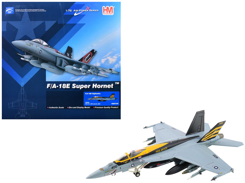 Boeing F A 18E Super Hornet Fighter Aircraft 166828 VFA 151 Vigilantes USS Lincoln 2021 United States Navy Air Power Series 1/72 Diecast Model Hobby Master HA5144
