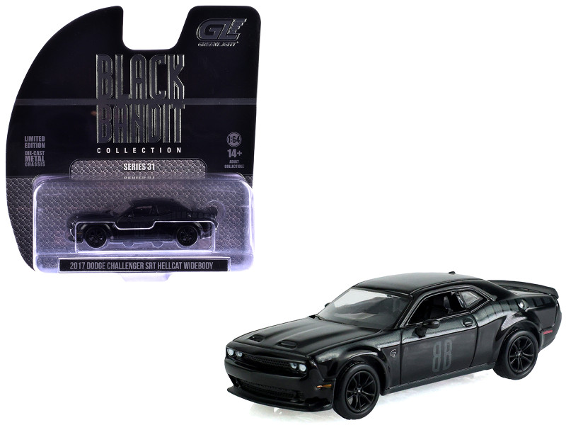 2017 Dodge Challenger SRT Hellcat Widebody Black Black Bandit Series 31 1/64 Diecast Model Car Greenlight 28190A
